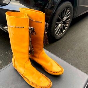 Puzzle leather soled kneeboots are handcrafted of supple leather a soft Boots